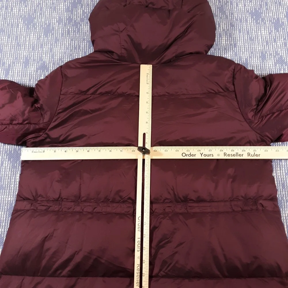 Lululemon Puffer Jacket Coat Womens 8 Full Zip Goose Down Maroon Hooded
